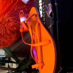 Orange women tie up sandals size 9